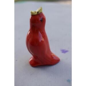 Vintage Red Ceramic Bird Figurine